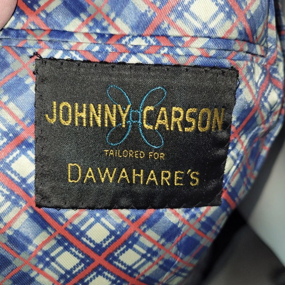 Johnny Carson Men Navy‎ Blue Blazer Sport Coat 44L Vintage Made In USA *Flaw